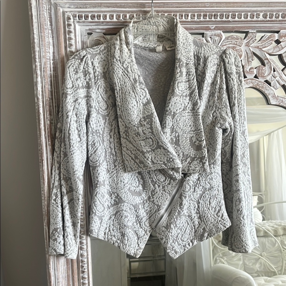 Anthropologie Moth brocade zip blazer, size S